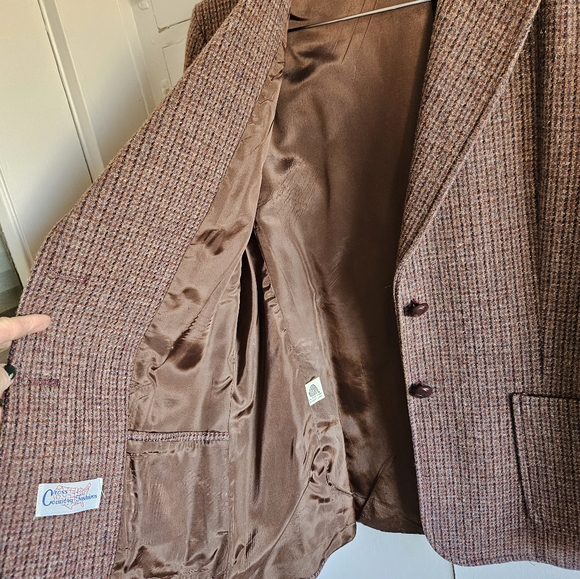 Vintage Forstmann Welsh Tweed 100% Virgin wool button down blazer Size L - Picture 10 of 16